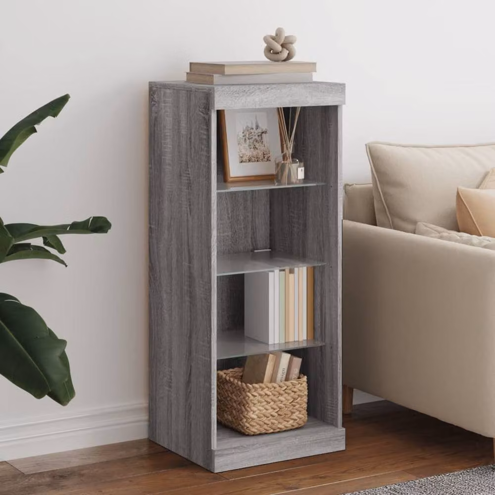 Berkfield Home Modern Sideboard with Integrated LED Lights in Grey Sonoma, W/D/H: 41 x 37 x 100 cm – 2