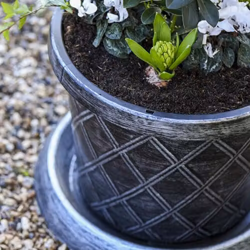Garden Gear Black and Silver Large Trellis Design Flowerpot with Saucer, Diameter: 42 cm, Height: 31 cm – 2