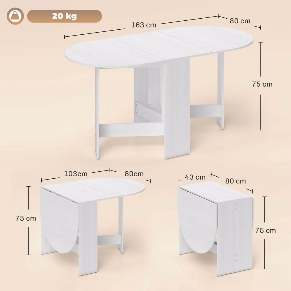 Kelvenix White Folding Drop Leaf Dining Table – 2