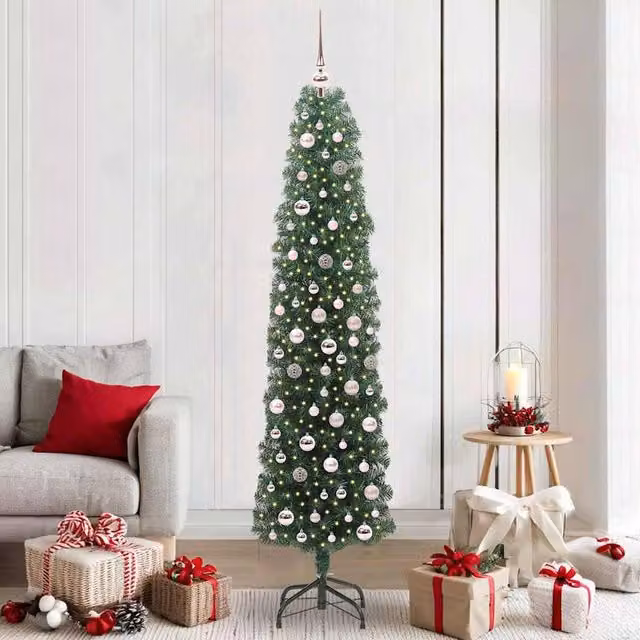 Berkfield Home Artificial Green Christmas Tree with 300 Warm White LEDs and Stand, Height: 210 cm