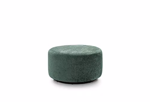 Abakus Direct Harriet Swivel Footstool in Rifle Green Crushed Chenille or Velvet, Diameter: 73 cm, Height: 40 cm – 1