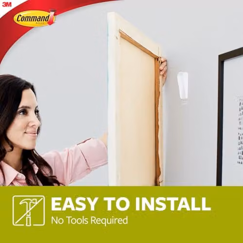 3M Command Jumbo Canvas Hanger in White with 1 Hook and 4 Adhesive Strips – 3