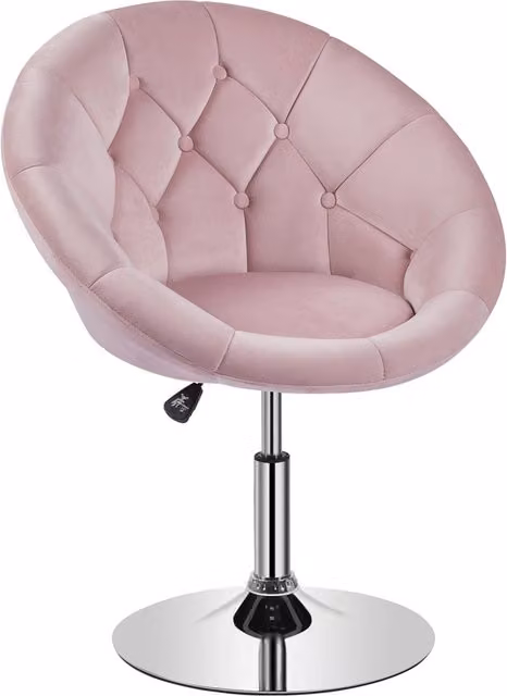 Yaheetech Pink Swivel Accent Tub Chair with Adjustable Height and Upholstered Foam Padding