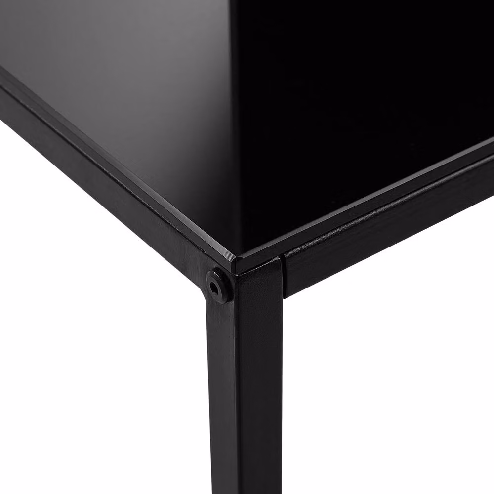 Wyld and Coco Modern Black Console Table with Rectangular Tempered Glass Top and Metal Base W/D/H: 80 x 30 x 76 cm – 3