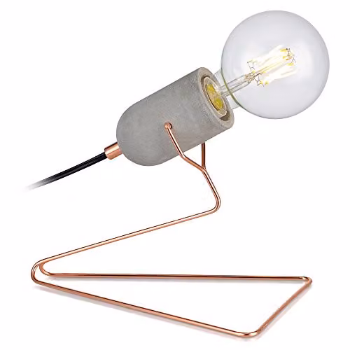 VERSANORA Modern Gold and Brass Table Lamp with Concrete and Metal Base