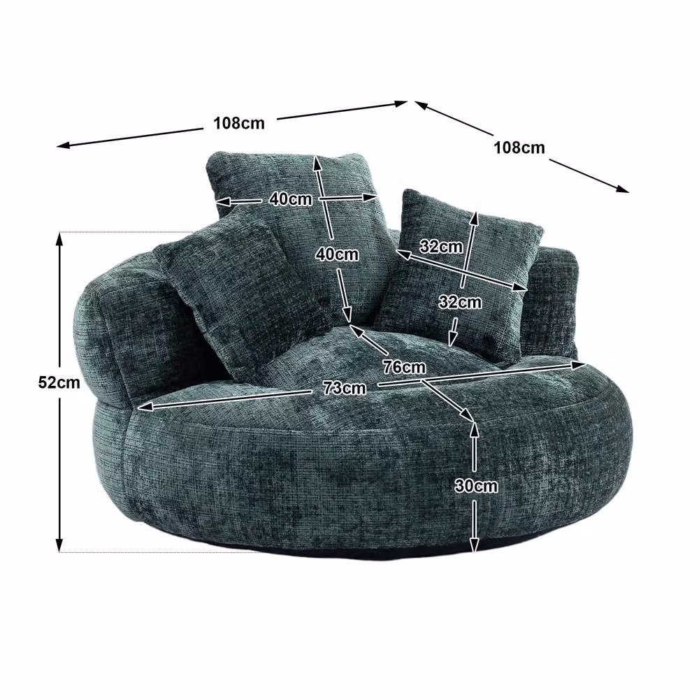 Direct Wicker Emerald Green Chenille High Back Lazy Sofa Bean Bag Chair – 2
