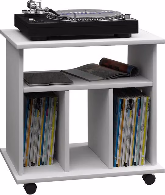 VCM Rolls Tabina White Modern Side Table with Castors W/D/H: 45 x 60 x 59 cm