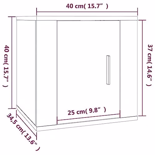 vidaXL 2 Piece Black Wall-mounted TV Cabinet Set W/D/H: 40 x 34.5 x 40 cm – 2