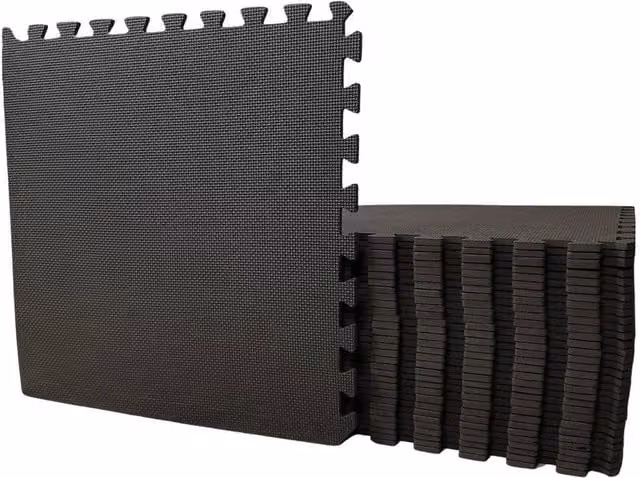 NESTLUNE 8-Piece EVA Foam Gym Floor Mats, Black, 60 x 60 cm Each – 1