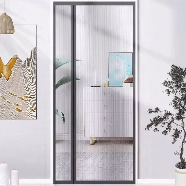 NESTLUNE Magnetic Mesh Mosquito Net Curtain Door in Grey, Width: 100 cm to 150 cm – 1