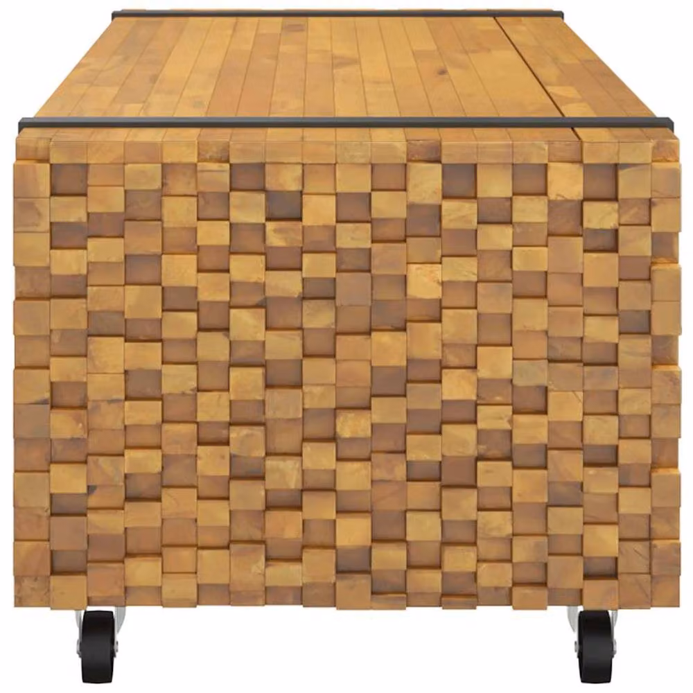 Berkfield Home Beautiful Coffee Table in Brown Teak Wood with Castors, W/D/H: 110 x 45 x 35 cm – 4