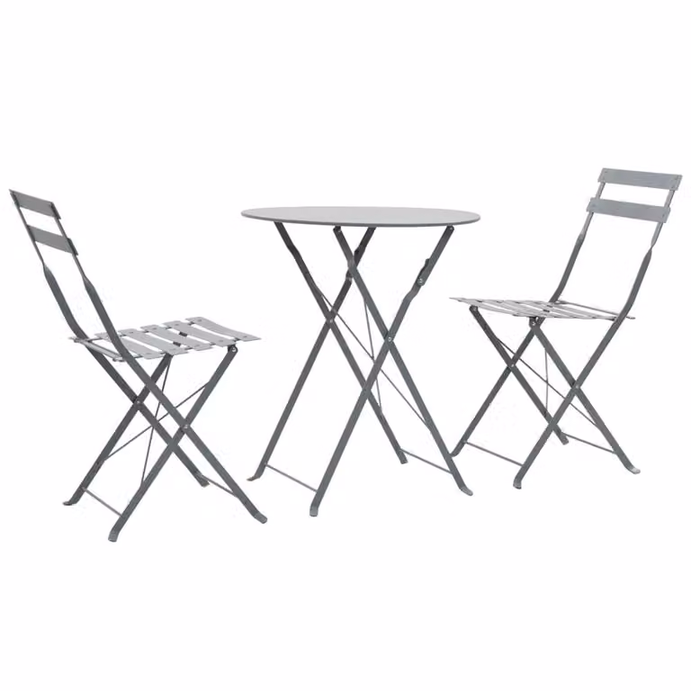 Berkfield Home 3 Piece Modern Folding Bistro Set in Matt Grey Powder Coated Steel
