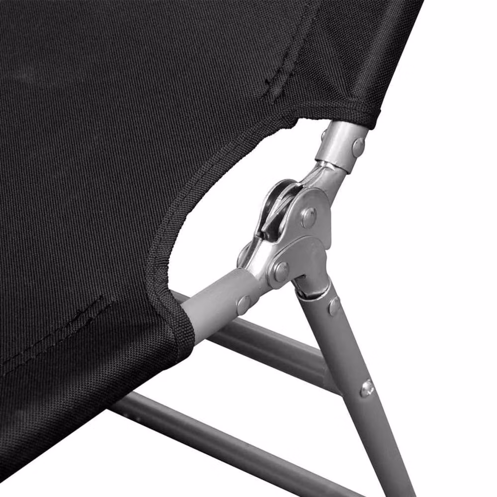 Berkfield Home Folding Sun Lounger with Adjustable Headrest in Black Powder-coated Steel – 4