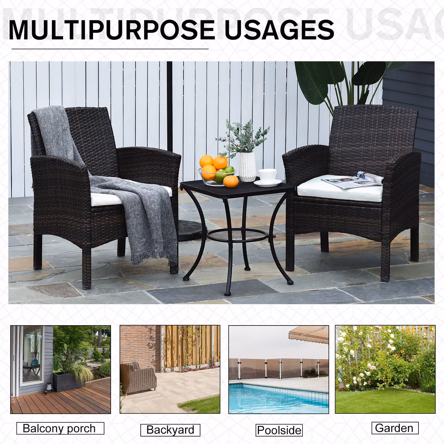 Outsunny Metal Square Outdoor Garden Bistro Table in Black – 6