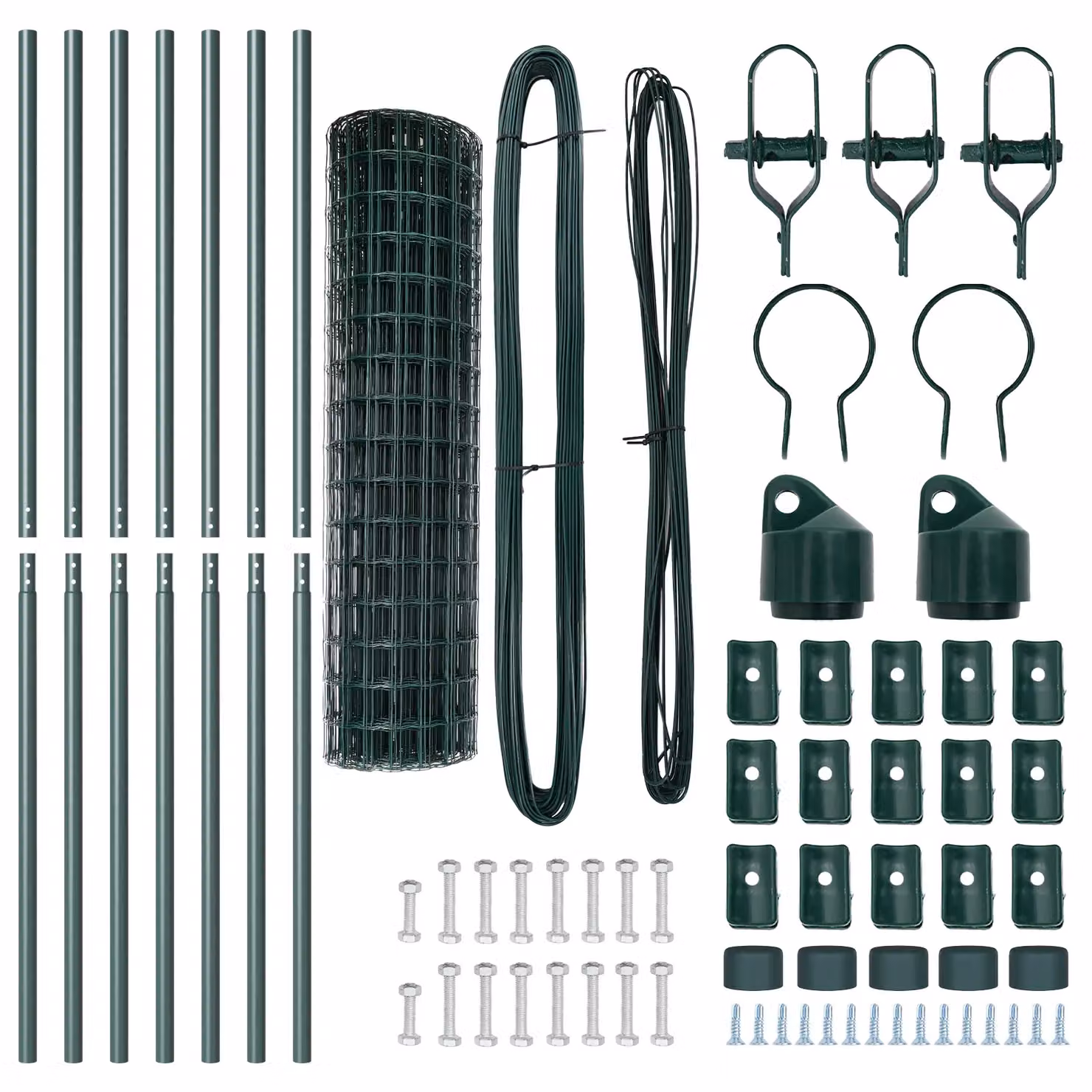 Berkfield Home Euro Fence with 7 Posts, Galvanised Steel, Green and Silver, W: 10 m, H: 1.4 m – 4