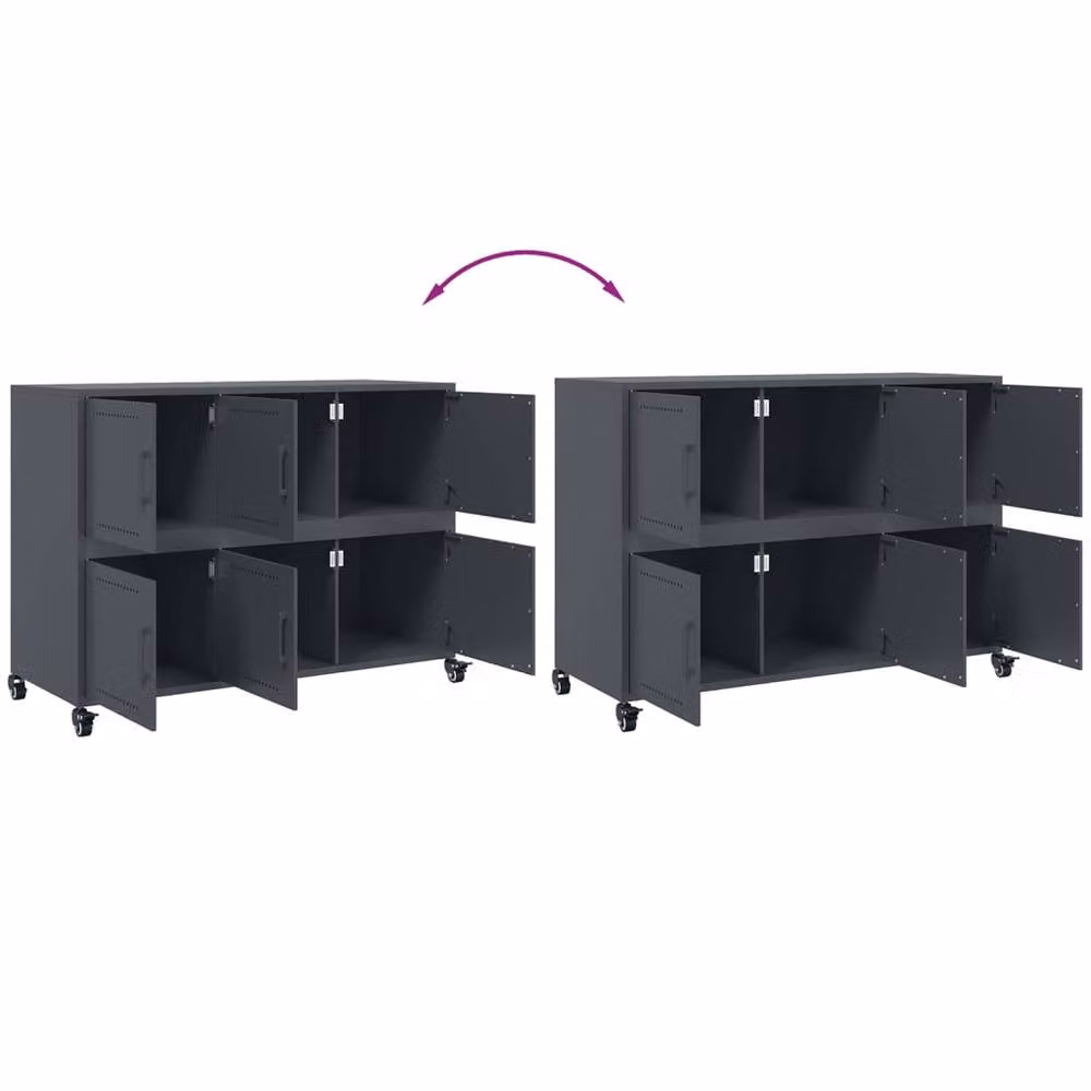 Berkfield Home Anthracite Industrial Metal Sideboard in Dark Grey, W: 100.5 cm, D: 39 cm, H: 72 cm – 5