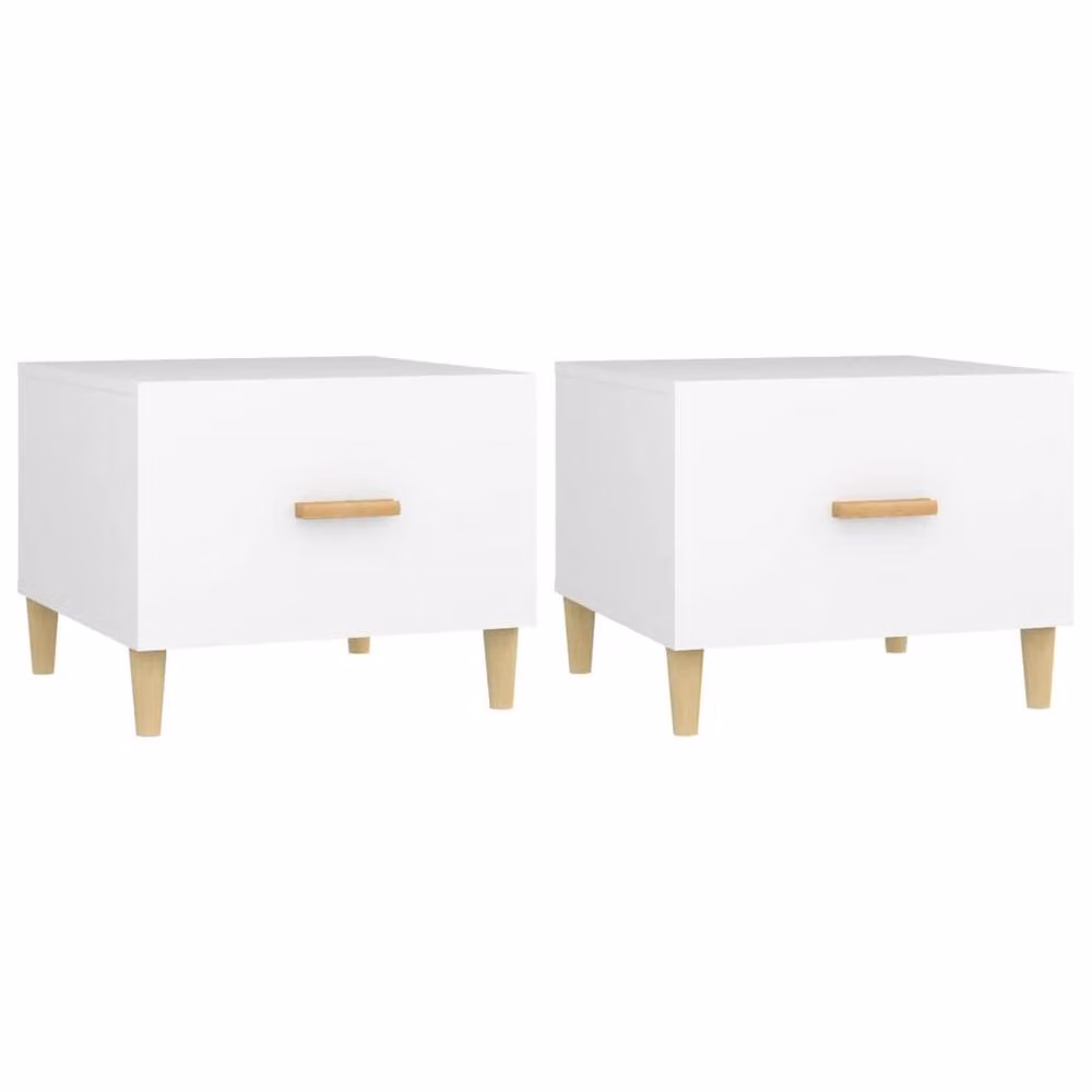 Berkfield Home Set of 2 Sturdy Square Coffee Tables in White, W/D/H: 50 x 50 x 40 cm – 2