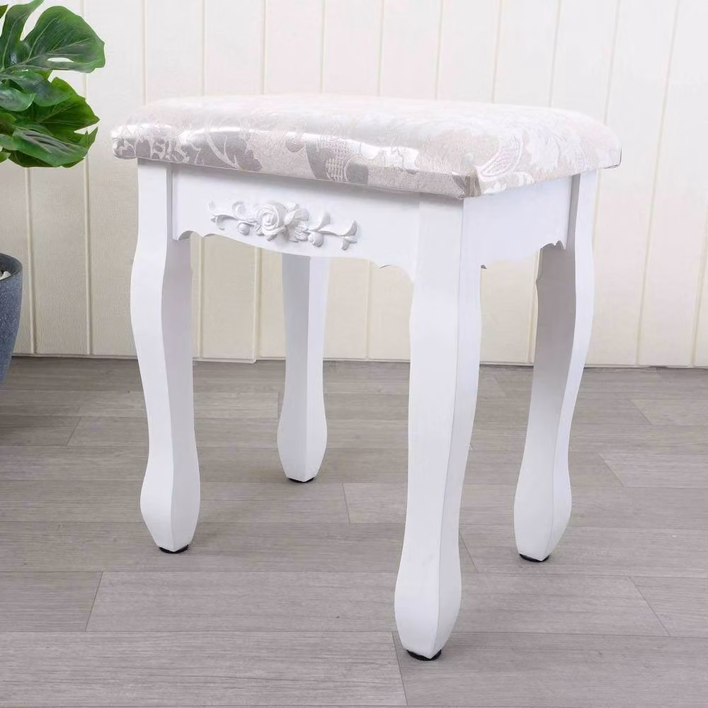 Havendro Soft Wooden Vanity Stool in White – 2
