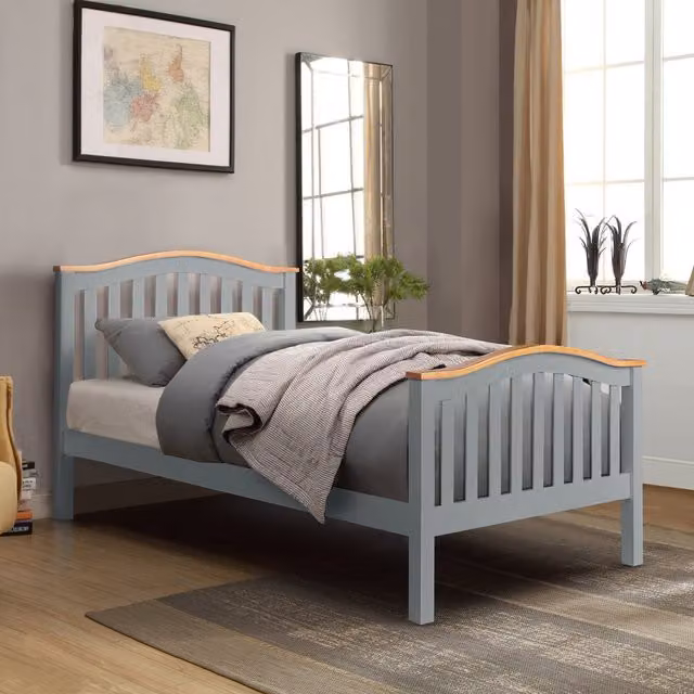 Comfy Living Solid Pine Curved Bed Frame in Grey