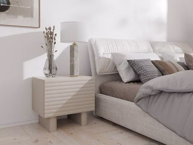 Vente-unique LUDIMA Set of 2 Modern Beige MDF Bedside Tables with 1 Door – 1