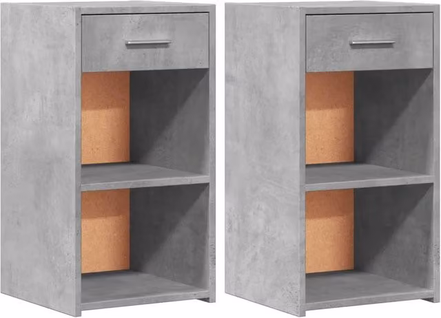 Berkfield Home Set of 2 Modern Bedside Cabinets in Concrete Grey, W/D/H: 35 x 34 x 65 cm – 1