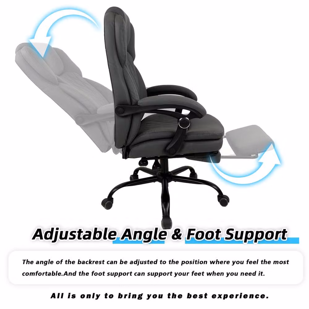 FURNITURE ONE Executive Office Swivel Chair in Dark Grey with Headrest and Armrests – 2
