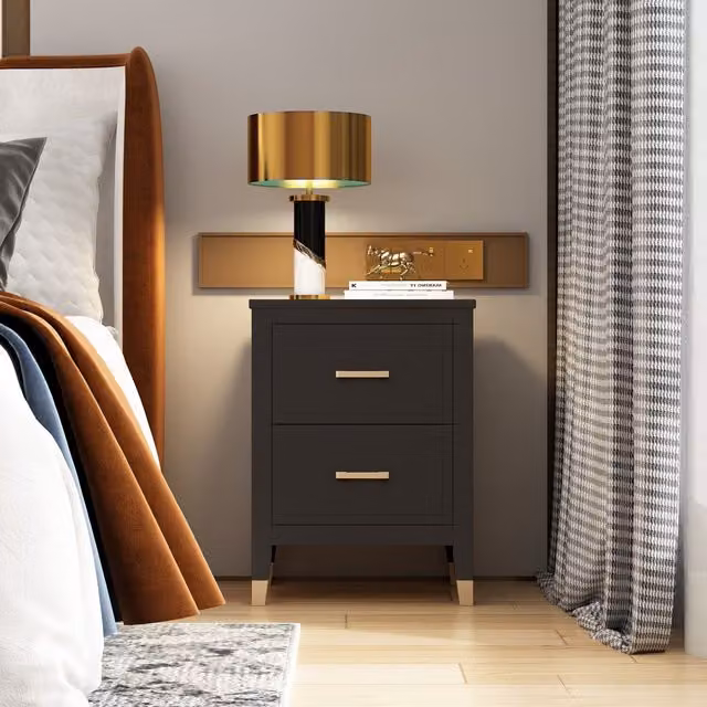 Cabinet Bits Palazzi 2 Drawer Bedside Table in Black