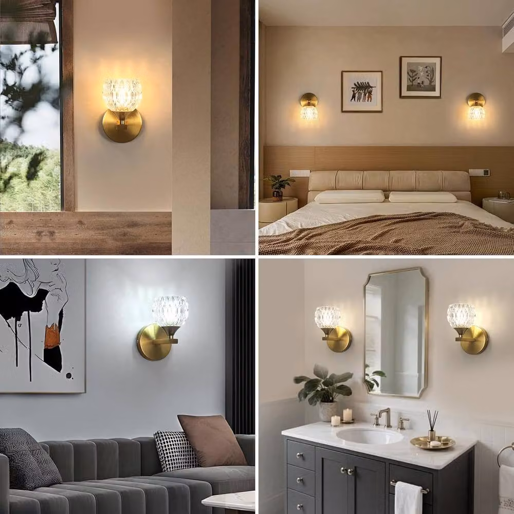Goeco Modern Glass Wall Light in Gold and Transparent with G9 Bulb – 2