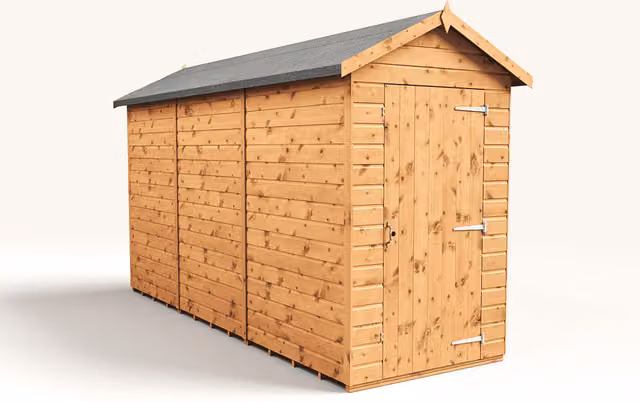 Empire Sheds Empire 4x12 Modular Apex Wood Garden Shed with Single Door, Brown