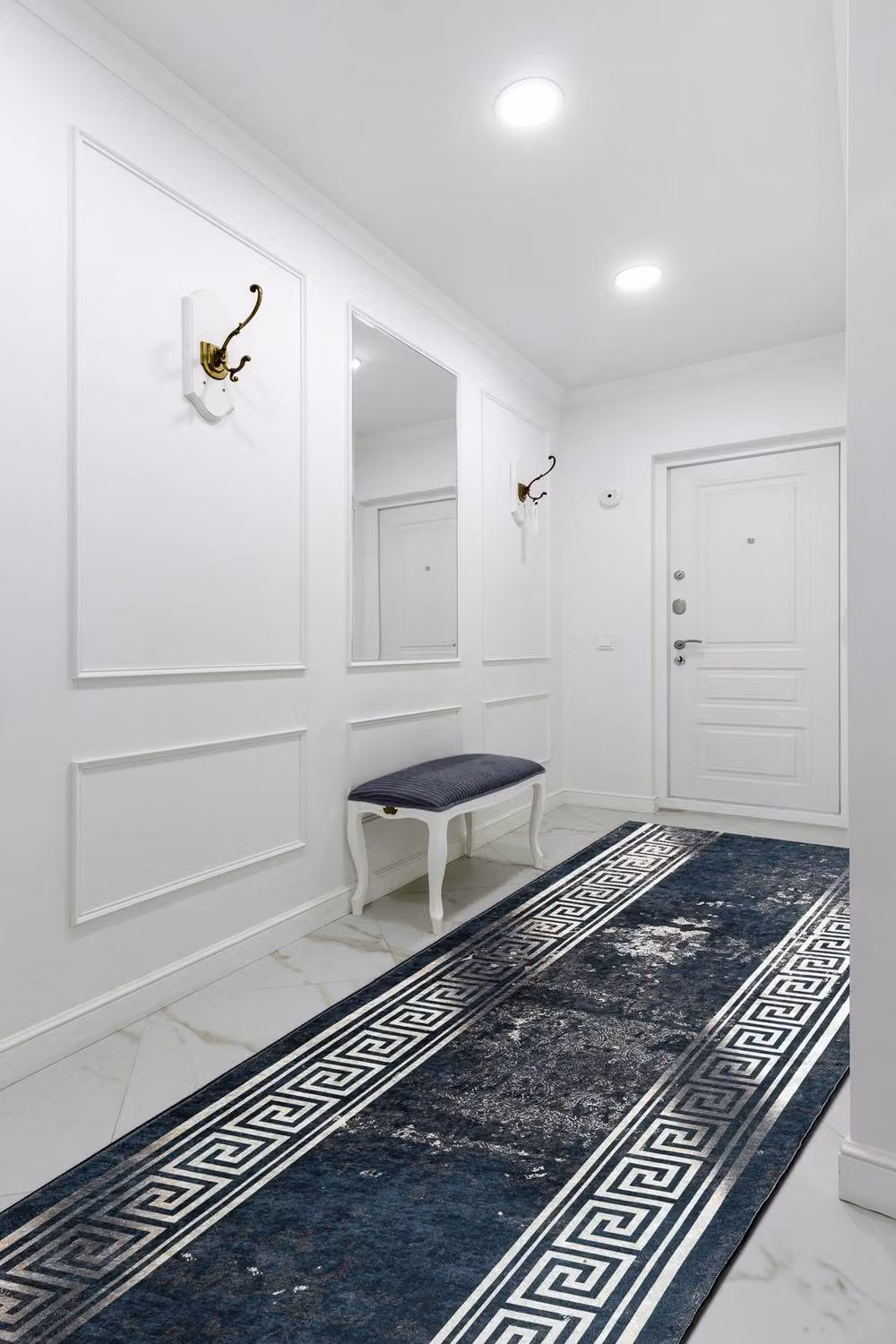 RugsX Anti-Slip Lotus Geometric Runner in Grey and Blue, W: 120 cm, L: 390 cm – 3