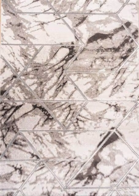 Celebrity Interiors Bianco 224RA Cream and Silver Rectangular Rug, W: 120 cm, L: 170 cm