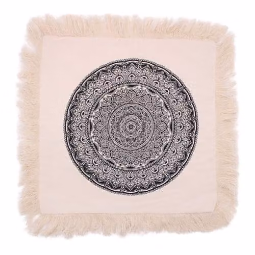 KDMD Traditional Mandala Geometric Pattern Cotton Cushion Cover, Black and White, W/D/H: 45 x 45 x 45 cm – 1