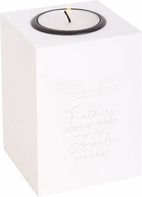 KDMD Feathers Appear Angel Wing Tealight Holder in White for Condolence or Gifting