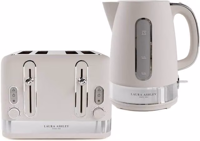 Laura Ashley Kettle and 4 Slice Toaster Set in Beige – 1