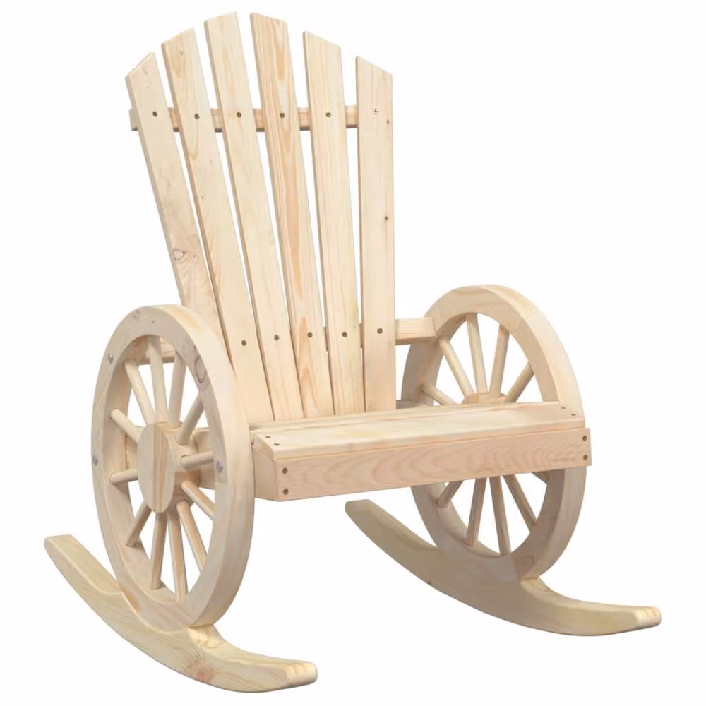 Berkfield Home Rocking Adirondack Chair in Light Oak Solid Wood – 3