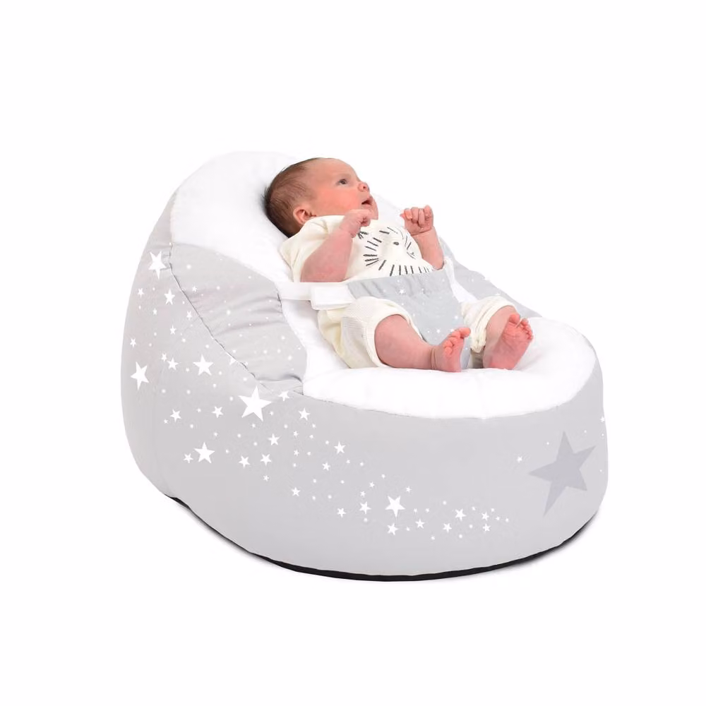 rucomfy Wish Upon a Star Gaga Baby Bean Bag Soft Newborn Seat in Light Grey – 2
