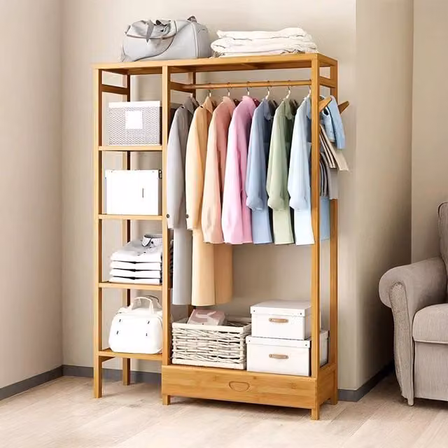 KORVIXA B Open Wardrobe Slatted Storage Shelving in Brown, Width: 100 cm – 1