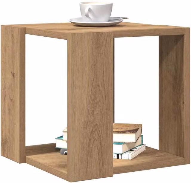 Berkfield Home Artisan Compact Coffee Table in Brown Solid Oak, W/D/H: 32 x 32 x 30 cm – 1