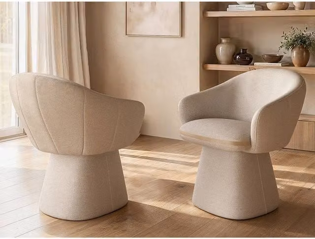 Solace+Co Sylvia Set of 2 Modern Upholstered Dining Chairs in Beige
