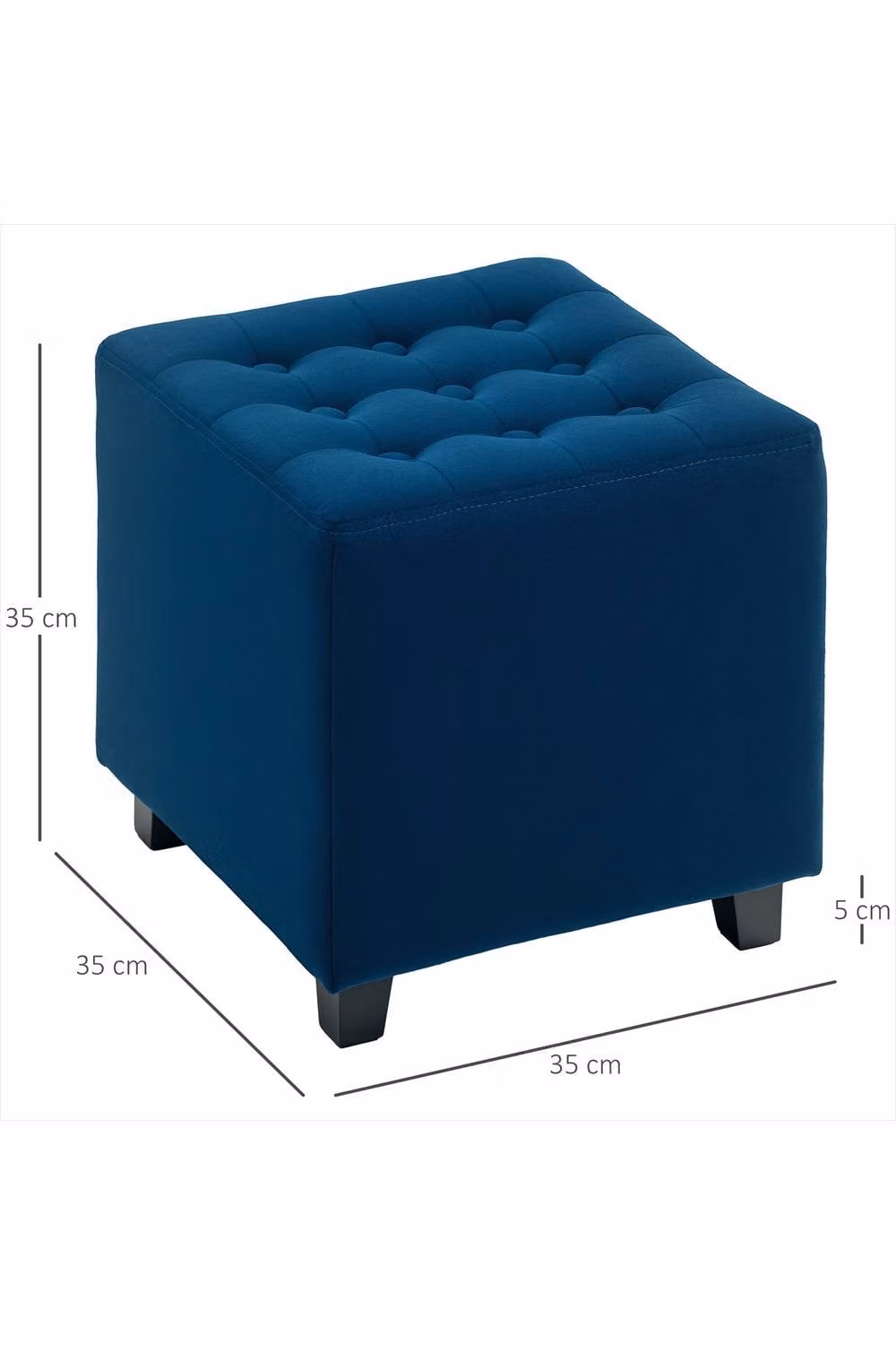 ERGOVEXA Velvet Blue Cube Ottoman, W/D/H: 35 x 35 x 35 cm – 2