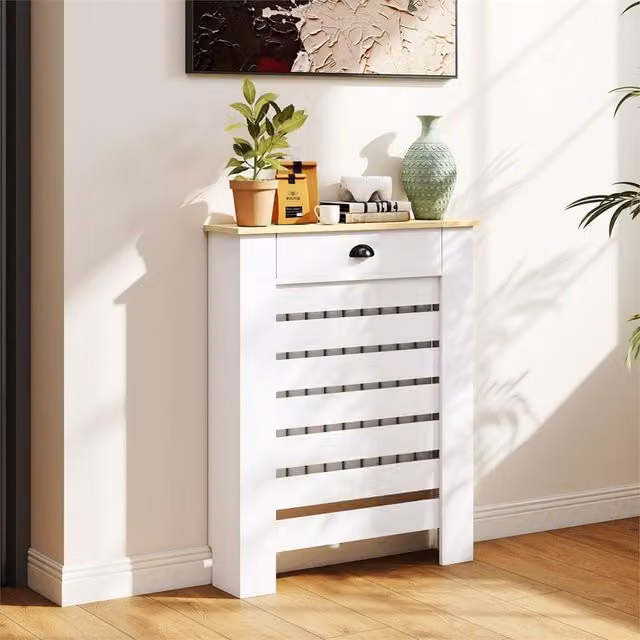 Kelvenix 78-Heating Radiator Cover with Drawer in White, W/D/H: 100 x 40 x 100 cm