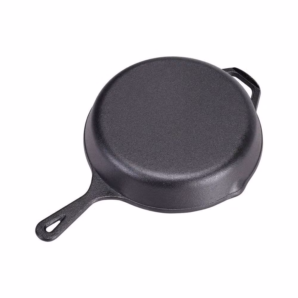 FLAVORA Black Enamelled Cast Iron Non-stick Frying Pan with Pouring Spout, Diameter: 20 cm – 1