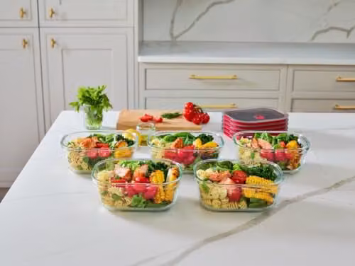 Black + Blum Stack + Nest Airtight Glass Food Storage Container Set, 900ml, 5 Pack, Black and Transparent – 2