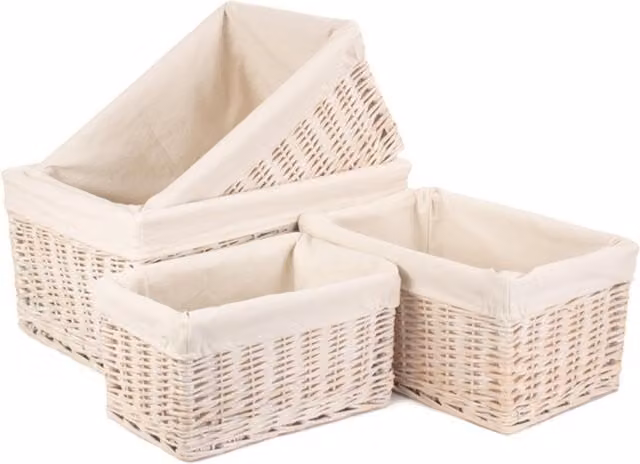 Red Hamper Wicker Storage Baskets with White Lining, 47 cm