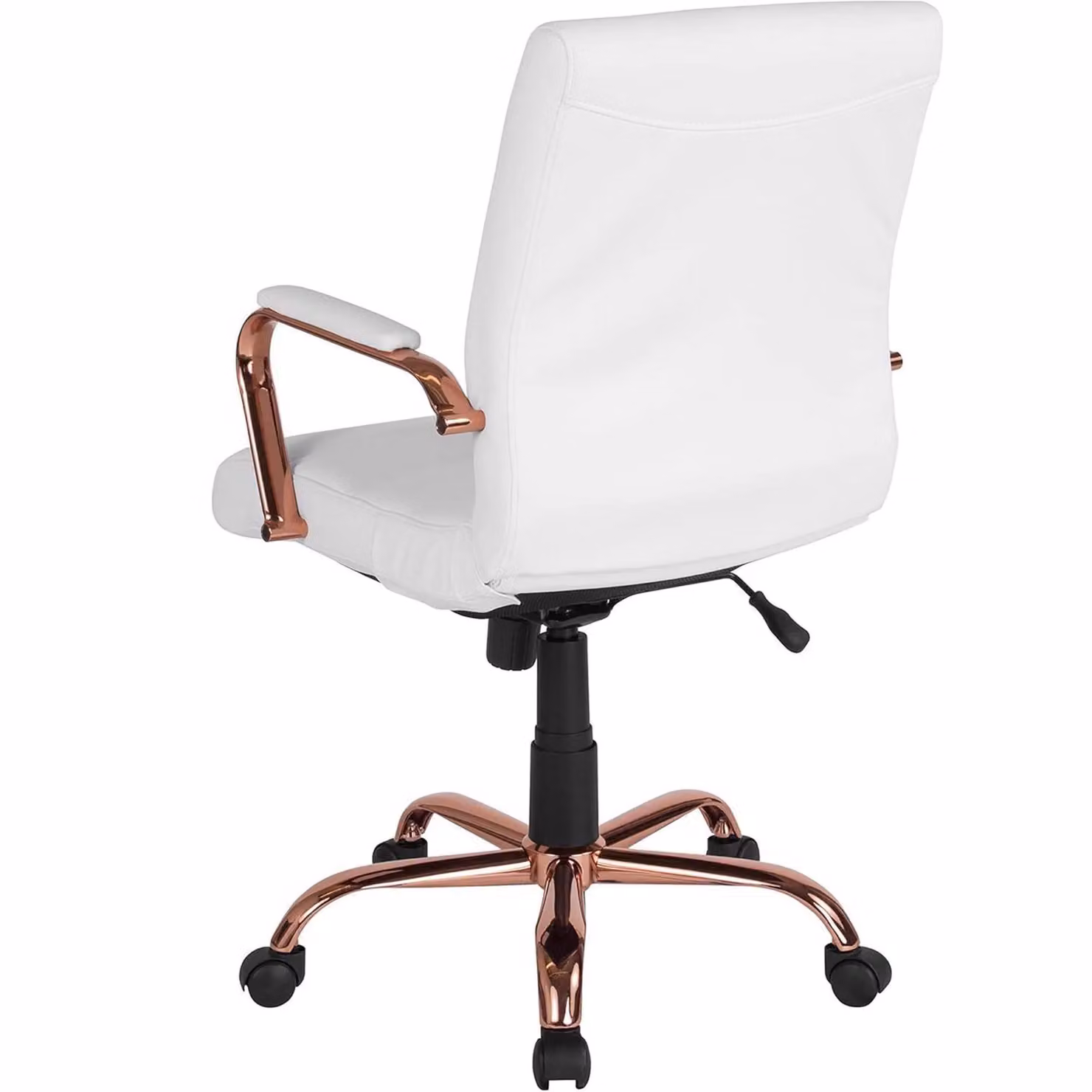 FWStyle White PU Leather Ergonomic Office Chair with Rose Gold Frame and Lumbar Support, W/D/H: 61.0 x 76.7 x 113.4 cm – 2