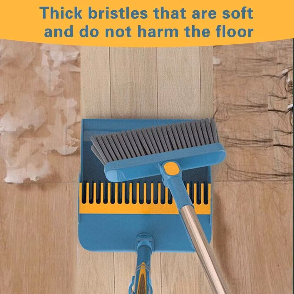 Kelvenix Blue Durable Long-handled Dustpan and Brush Set with Scraper – 3