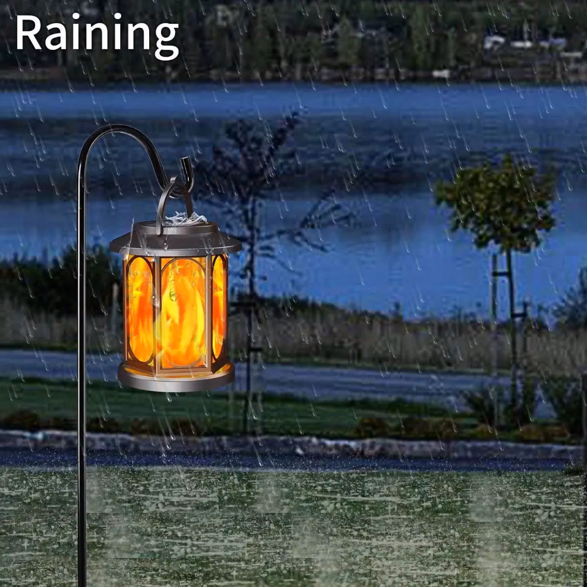 Leaper Solar-Powered Outdoor Garden Flame Landscape Light, Black Metal, Pack of 1 – 8