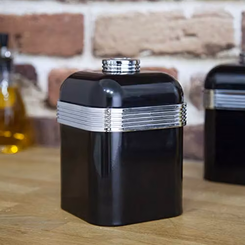 Swan Retro Metal Kitchen Storage Canisters, Black, Set of 3 – 3