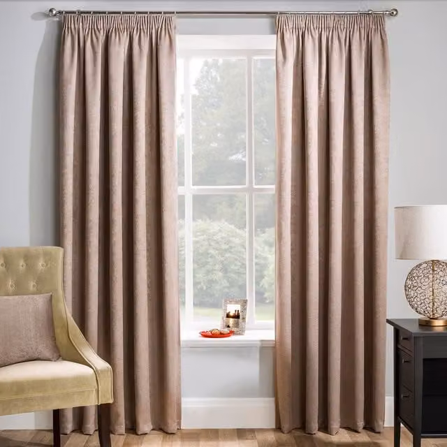 Enhanced Living Matrix Latte Natural Tape-Top Thermal Noise Reducing Dim Out Curtains, Beige/Brown, W: 137 cm, H: 229 cm