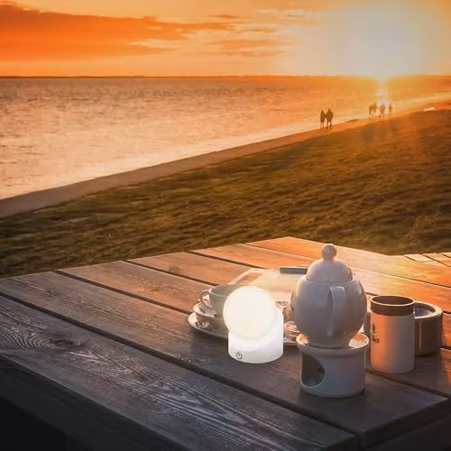 Briloner Mini LED Sphere Table Lamp, White, Wireless Rechargeable Battery, IP54 Waterproof, Dimmable Touch Control, W/D/H: 10 x 8 x 9 cm – 3